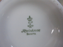 Koffieservies Rheinkrone Bavaria met roze, blauwe en gele roosjes guirlandertjes