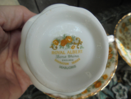Grote kop en schotel Royal Albert Sheraton series MARJORIE met gele roosjes