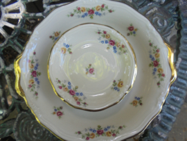 ZELDZAAM!! Petit fourtje Winterling Marktleuthen Windsor met roze en gele roosjes guirlandertjes