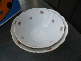 Seltmann Weiden INKA diepe ronde kom/Saladeschaal met roze/rode roosjes grootste maat