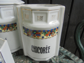 Brocante Voorraadpot Groot met Art Deco boemrand "CHICHOREE"