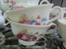 Losse Thee Kop ZONDER schotel Jarolina / Karolina met groot bloemboeket met oa. roze pioen roos