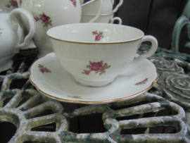 Koffieservies M S Czechoslovakia met roze roosjes