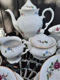 Koffieservies Walbrzych met grote bloemtak / roze roos 6 persoons