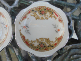 Kleine Petit four / Bonbonschaaltje Victoria Art deco decor bruin/oranje