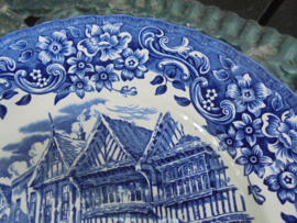 Dinerbord Engels blauw Ironstone Royal Tudor Ware Cottage afbeelding