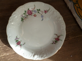 Gebaksbordje Wawel met grote bloemtak/roze/rode roos