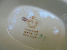 Ovale Vleesschaal Tulowice Poland met groot bloemtak met oa. rose roos
