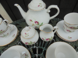 Thee/Koffieservies Schumann Arzberg met wilde roze/rode roos