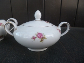 Suikerpot Schumann Arzberg Bavaria met roze/rode roosjes