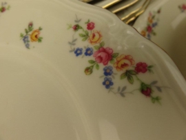 Ontbijt/Gebak/Dessert bordje Winterling Marktleuthen Windsor Bavaria met roze en gele roosjes guirlandertjes