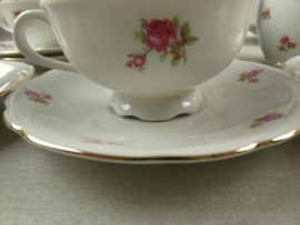 Koffieservies Bareuther Barok met roze/rode roosjes