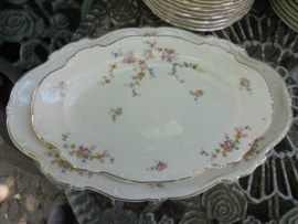 Enorm 12 persoons (!) Dinerservies Hertel Jacob Bavaria met roze roosjes / bloemetjes guirlande