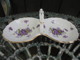 2 vaks schaal met diep paarse viooltjes Hammersley "Victorian Violets"