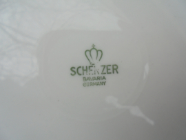 Dinerbord Scherzer Bavaria met bladertak met roze, gele en blauwe bloem