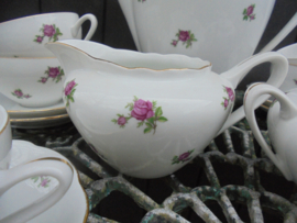 Koffieservies MZ met roze / rode roosjes 8 persoons