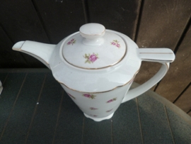 Art Deco Koffiepot Victoria met roze roosjes