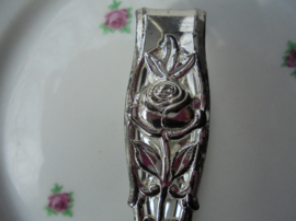 Brocante suikerklontjes tang met roosjes, zilverkleurig