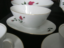 Dinerservies Shirnding met rode roos 12 persoons