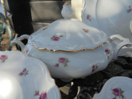 Dinerservies met roze/rode roosjes Bavaria (2 tulpjes gemerkt)