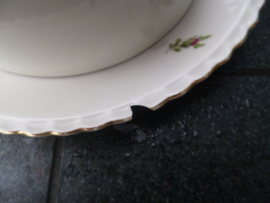 Onderschaal Botervloot Rosemary vol met strooibloemetjes oa. roze roosjes