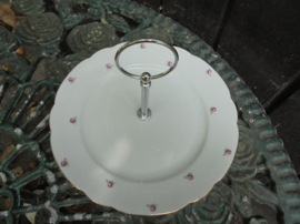 1 laags etagere / bonbonschaaltje INKA tere mini roze roosjes