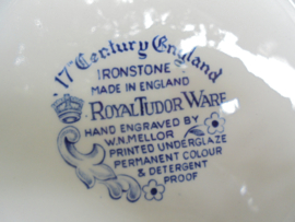 Dinerbord Engels blauw Ironstone Royal Tudor Ware Cottage afbeelding