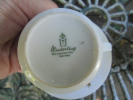 Koffiepot + roomstel Winterling Kirchenlamitz met roze/rode roosjes ZONDER gouden randje