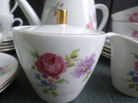 Koffie/Theeservies Seltmann Weiden Roma met bloemboeket / roze roos