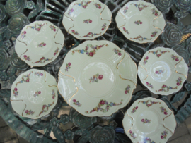 Compleet 6 persoons Petit foursetje Edelstein Maria-Theresia Bavaria met roze roosjes guirlandertjes