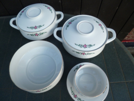 Dinerservies Scherzer Bavaria Paola met roze roosjes en groen takje