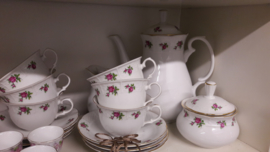 Koffieservies Thun met rode/roze roosjes