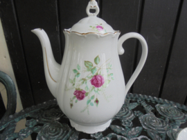 Koffiepot H & C met roze roosjes tak