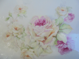 Porseleinen Dienblad met roze Engelse / Pioen roos