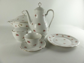 Koffieservies Seltmann Weiden Bavaria Marie Luise met roze/rode roosjes