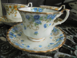 Grote kop en schotel Royal Albert Sheraton series ANGELA met blauwe roosjes