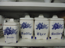 Voorraad pot Koffie blauw/wit bloemboeket