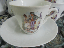 Koffie servies met Fragonard / Pruikentijd / Romantische afbeelding