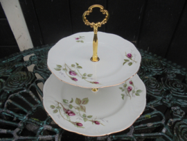 2 Laags Etagere Winterling Marlene met roze/rode wilde roos