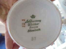 Koffieservies Seltmann Weiden Elisabeth met roze roos en goud
