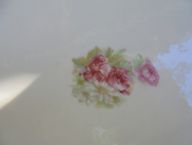 Gebakschaal Brussels Porselein met roze/lila bloemen / roosjes