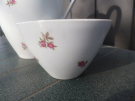 Koffiepot + suikerpot zonder deksels Mitterteich Rosette met roze/rode roosjes KNEUSJES..