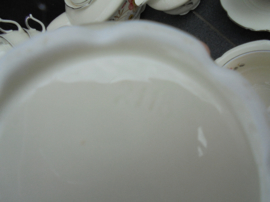 Art Deco Theeservies met gele, zwarte en oranje/rode bloemen