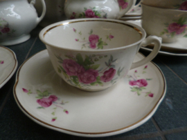 Koffie servies Chodziez met roze roosjes