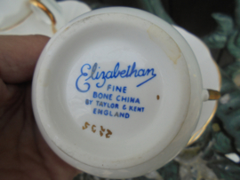 Engelse Kop en schotel wit Porselein met goud Taylor & Kent "Elisabethan"