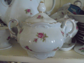 Koffieservies Mitterteich Bavaria met roze/rode roosjes