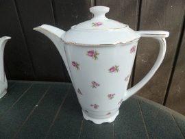 Art Deco Koffiepot Victoria met roze roosjes