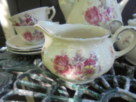 Koffieservies MOSA groot bloemboeket met roze pioen roos