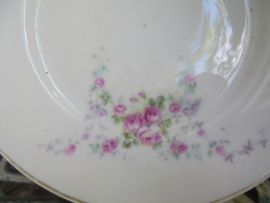 Gebaksbordje met zachte pastel bloemetjes / roze roosjes