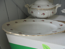 Ovale Vleesschaal MZ Czechoslovakia met roze roosjes